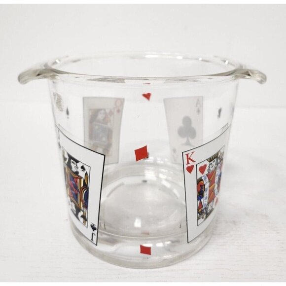 VTG 1970s Luminarc Card Party Glass Ice Bucket With Handles Mid Century Modern - Picture 1 of 11